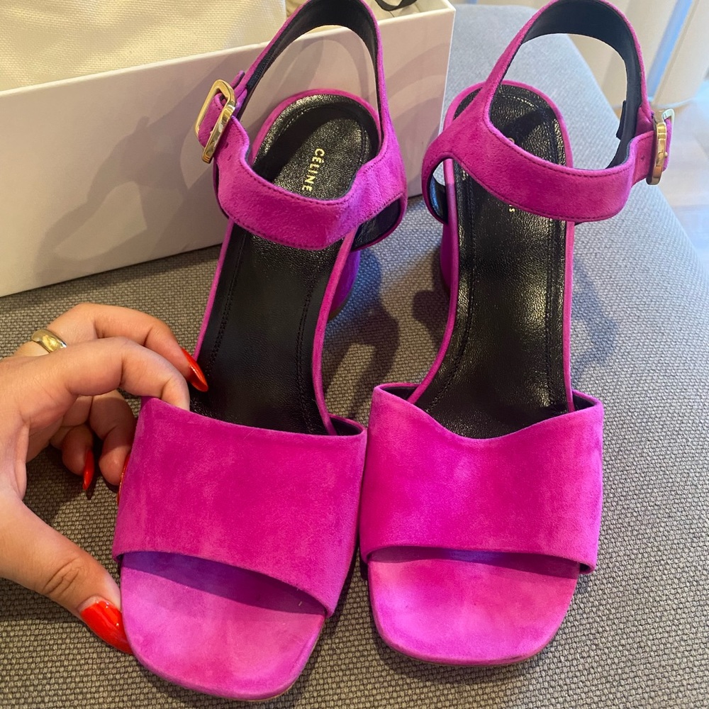 CELINE Purple/Pink Thick Heel Sandal